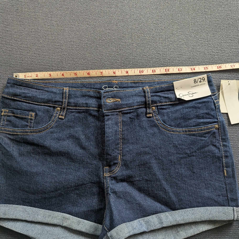 Jessica Simpson Dark Blue Rolled-Hem Denim Charmer Shorts Size 8/29 - Picture 4 of 6